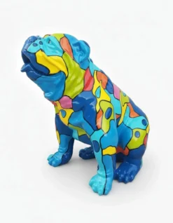Casa Padrino Luxus Deko Skulptur Hund Sitzend Mosaik Bulldogge H. 67 cm - Deko Skulptur - Deko Figur - Tierfigur - Gartendeko