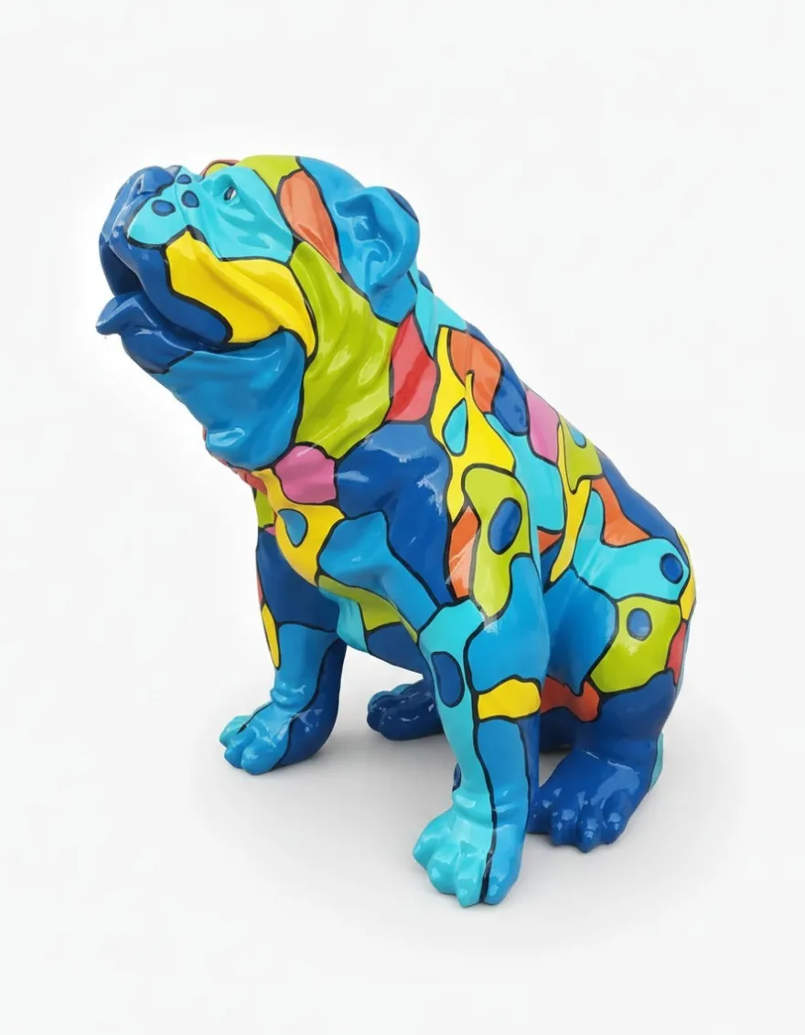 Casa Padrino Luxus Deko Skulptur Hund Sitzend Mosaik Bulldogge H. 67 cm - Deko Skulptur - Deko Figur - Tierfigur - Gartendeko