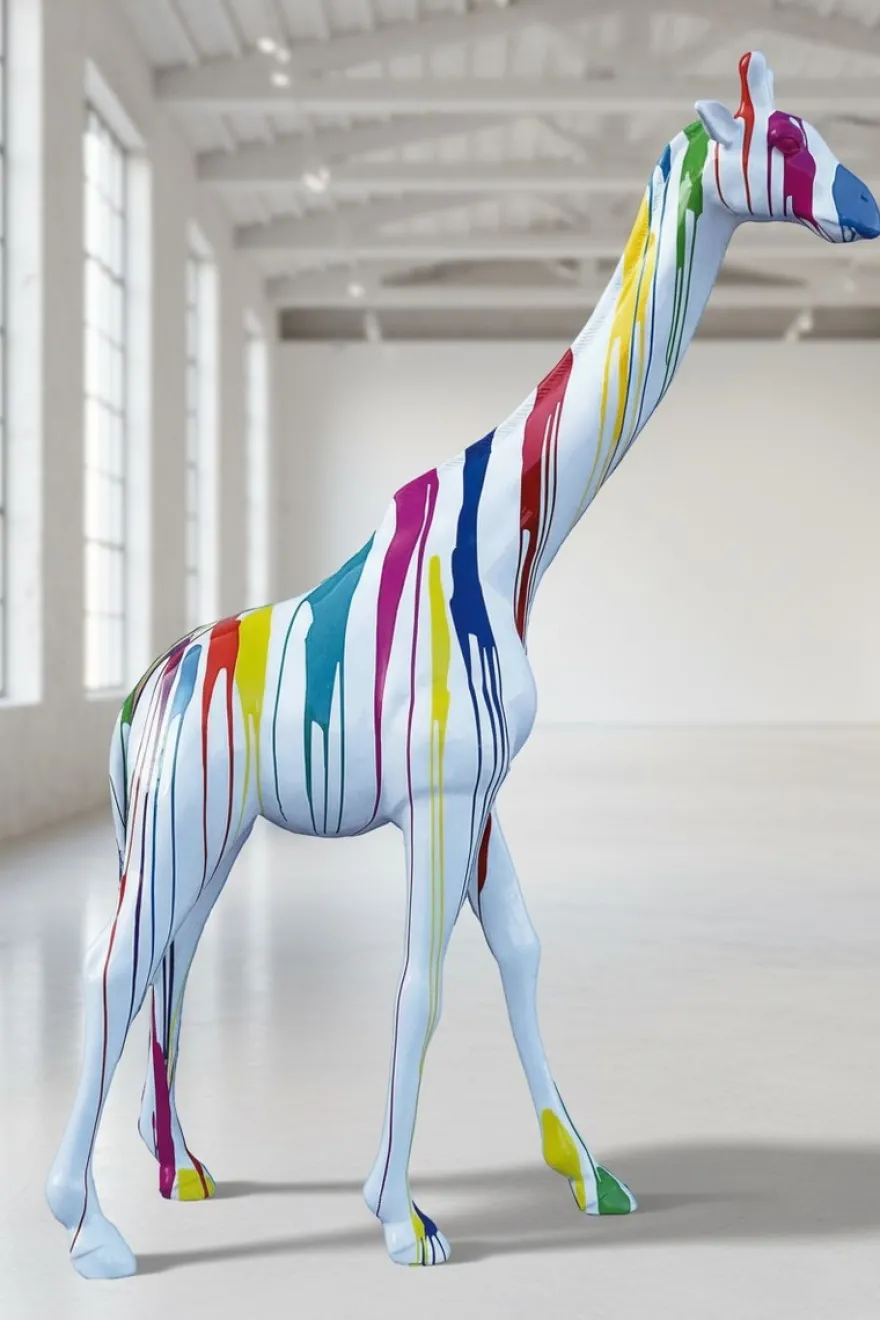 Casa Padrino Luxus Deko Skulptur Giraffe Trash H. 230 cm - Riesige Gartenskulptur - Lebensgroße Skulptur - XXL Deko Skulptur - XXL Deko Figur