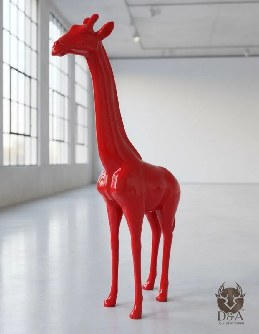 Casa Padrino Luxus Deko Skulptur Giraffe H. 210 cm - Riesige Gartenskulptur - Lebensgroße Skulptur - XXL Deko Skulptur - XXL Deko Figur