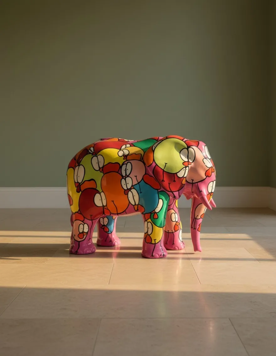 Casa Padrino Luxus Deko Skulptur Elefant Cartoon H. 60 cm - Deko Skulptur - Deko Figur - Tierfigur - Gartendeko