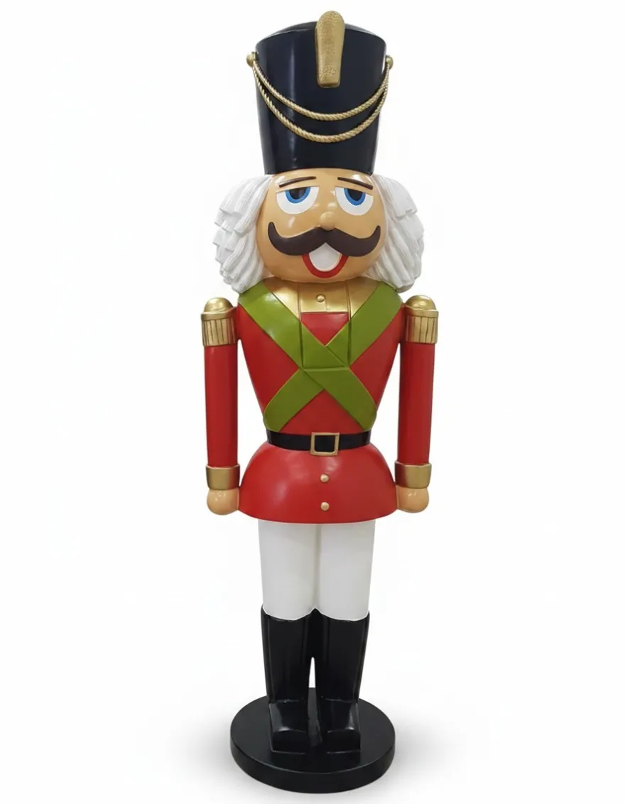 Casa Padrino Luxus Deko Skulptur Weihnachtsfigur Nussknacker H. 180 cm - Riesige Gartenskulptur - Lebensgroße Skulptur - XXL Deko Skulptur - XXL Deko Figur