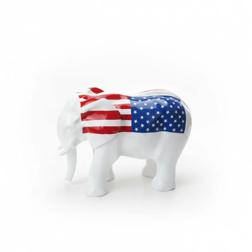 Casa Padrino Luxus Deko Skulptur Elefant USA FLAG H. 60 cm - Deko Skulptur - Deko Figur - Tierfigur - Gartendeko