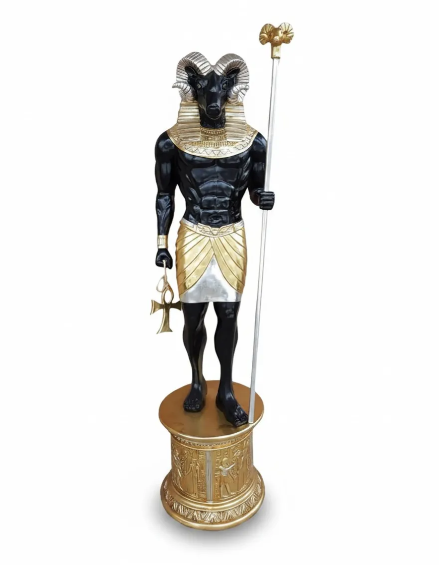 Casa Padrino Luxus Deko Skulptur Statue Khnoum H. 230 cm - Riesige Gartenskulptur - Lebensgroße Skulptur - XXL Deko Skulptur - XXL Deko Figur