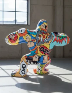 Casa Padrino Luxus Deko Skulptur Affe Kong Wütende Pop Art Gorilla H. 185 cm - Riesige Gartenskulptur - Lebensgroße Skulptur - XXL Deko Skulptur - XXL Deko Figur