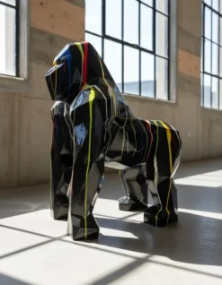 Casa Padrino Luxus Deko Skulptur Affe Gorilla Facetten Trash H. 128 cm - Riesige Gartenskulptur - Lebensgroße Skulptur - XXL Deko Skulptur - XXL Deko Figur