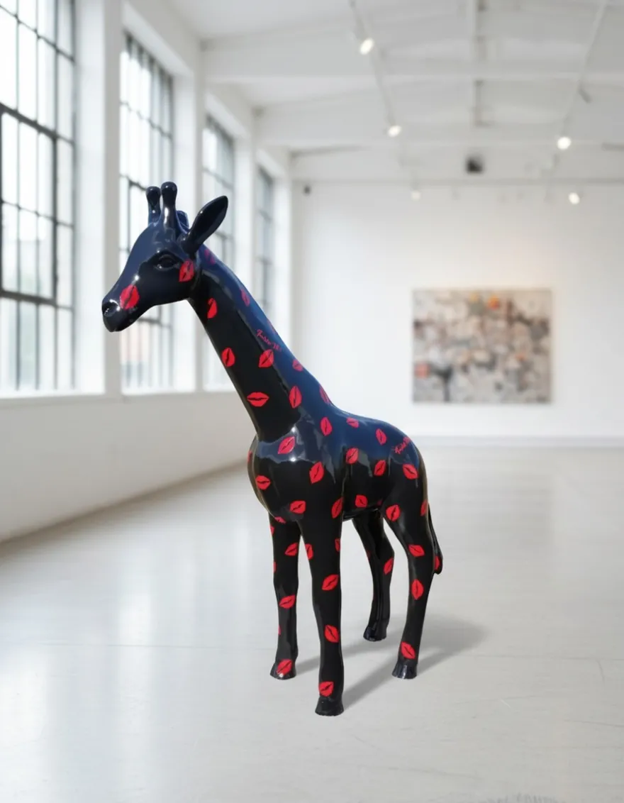 Casa Padrino Luxus Deko Skulptur Giraffe H. 50 cm - Deko Skulptur - Deko Figur - Tierfigur - Gartendeko