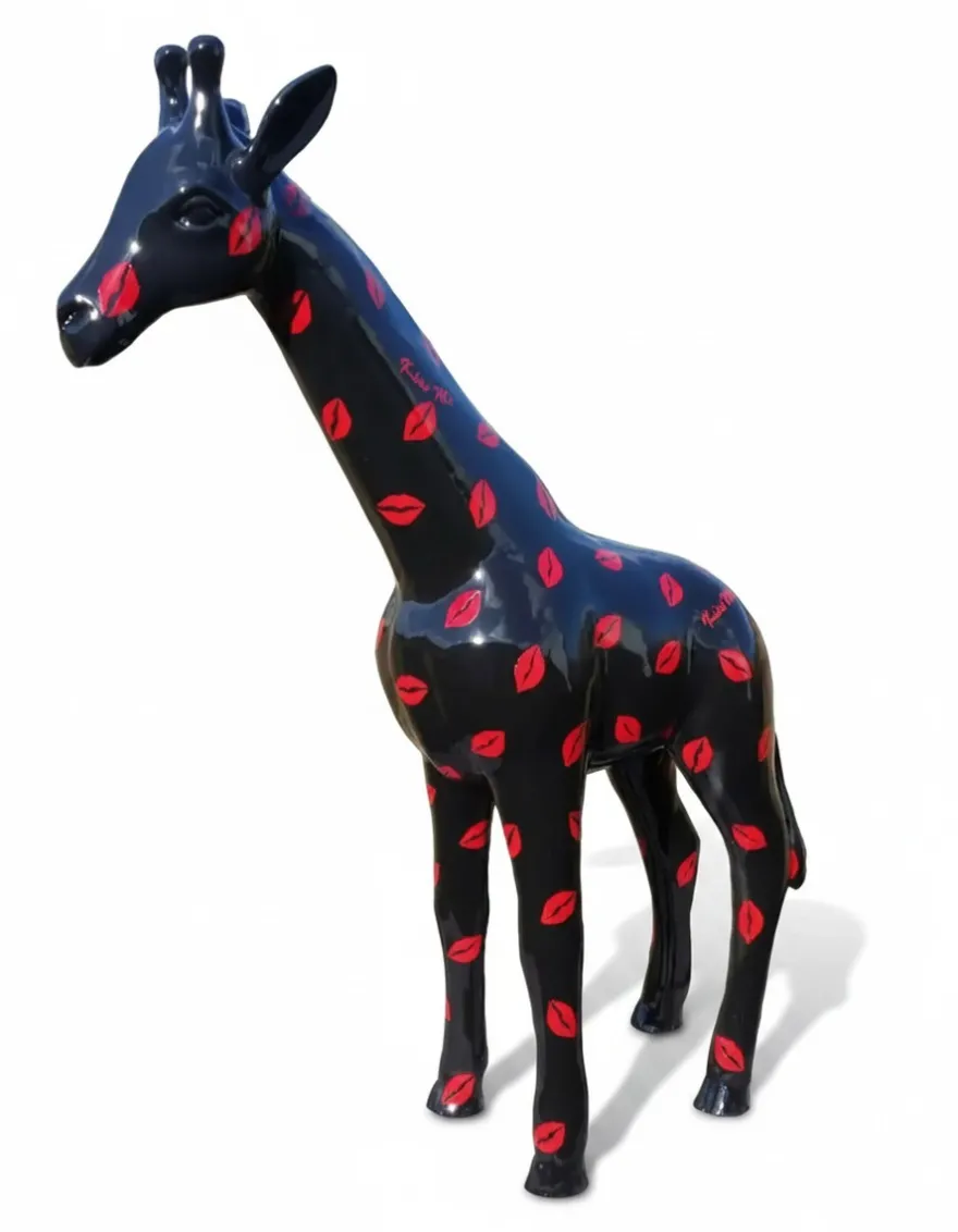 Casa Padrino Luxus Deko Skulptur Giraffe H. 50 cm - Deko Skulptur - Deko Figur - Tierfigur - Gartendeko
