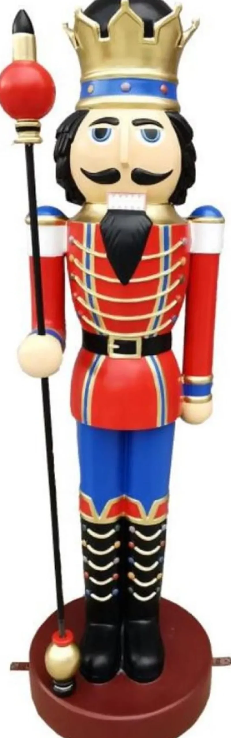 Casa Padrino Luxus Deko Skulptur Nussknacker König Mehrfarbig / Gold H. 200 cm - Weihnachts Deko Figur - XXL Deko Skulptur - XXL Deko Figur - XXL Weihnachts Skulptur - Weihnachts Deko Accessoires