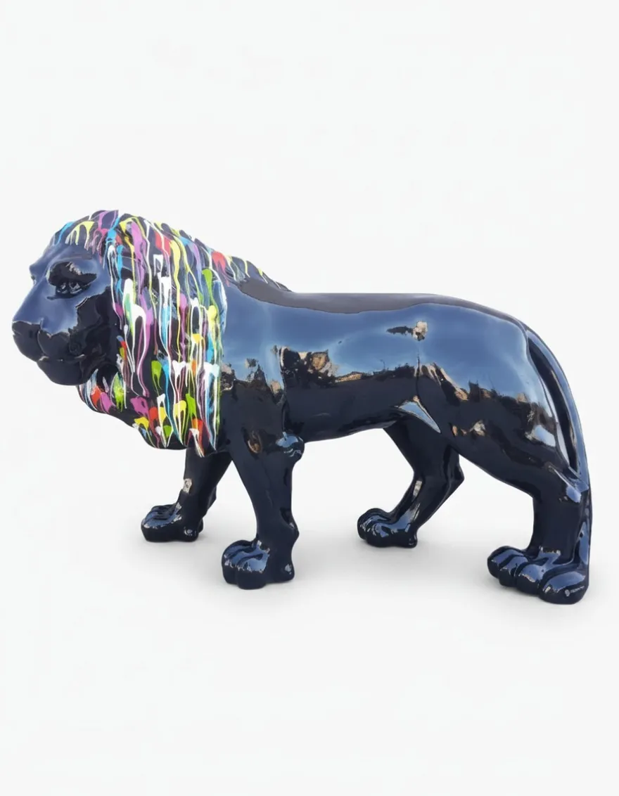 Casa Padrino Luxus Deko Skulptur Raubkatze Löwe MANE Trash H. 120 cm - Riesige Gartenskulptur - Lebensgroße Skulptur - XXL Deko Skulptur - XXL Deko Figur