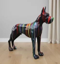 Casa Padrino Luxus Deko Skulptur Hund Mastiff Trash H. 111 cm - Riesige Gartenskulptur - Lebensgroße Skulptur - XXL Deko Skulptur - XXL Deko Figur