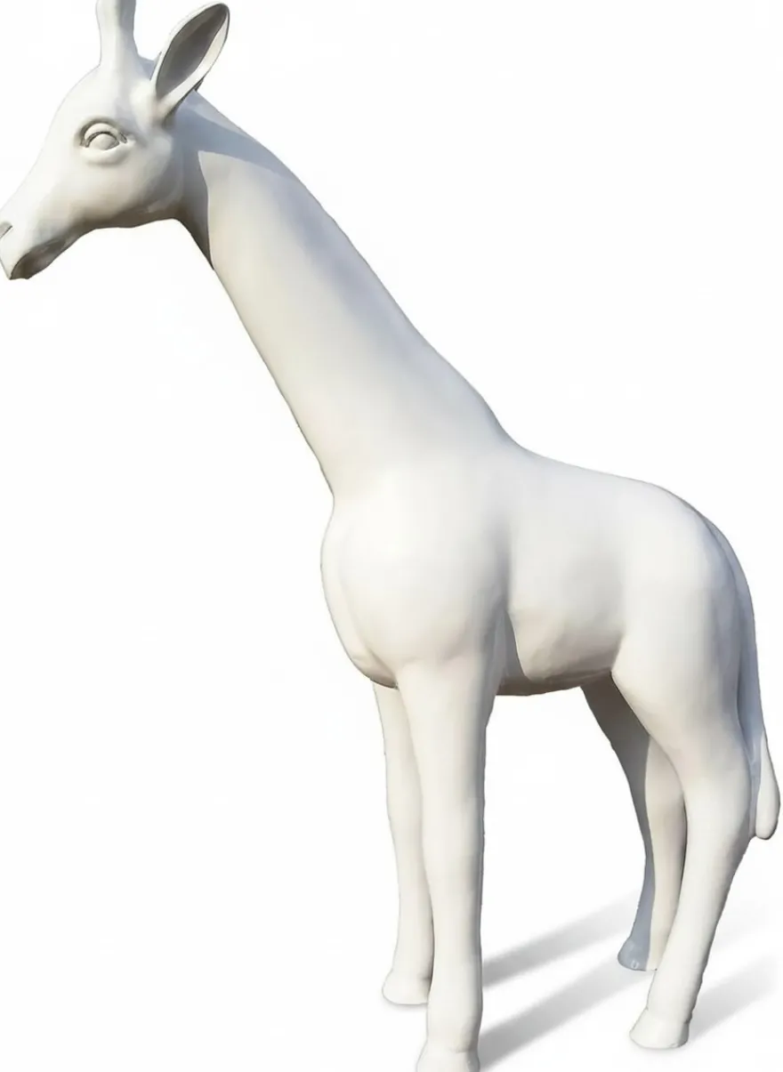 Casa Padrino Luxus Deko Skulptur Giraffe Uni H. 115 cm - Riesige Gartenskulptur - Lebensgroße Skulptur - XXL Deko Skulptur - XXL Deko Figur