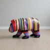 Casa Padrino Luxus Deko Skulptur Bär Gestreift H. 90 cm - Deko Skulptur - Deko Figur - Tierfigur - Gartendeko