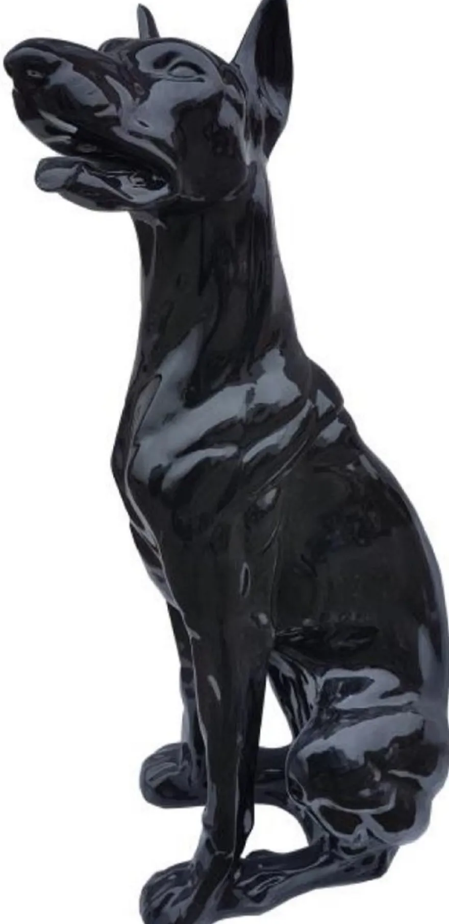 Casa Padrino Luxus Deko Skulptur Hund Dobermann Schwarz H. 80 cm - Große Deko Figur - XXL Deko Skulptur - XXL Deko Figur - XXL Tierfigur - Wohnzimmer Deko - Garten Deko - Luxus Deko XXL Figuren