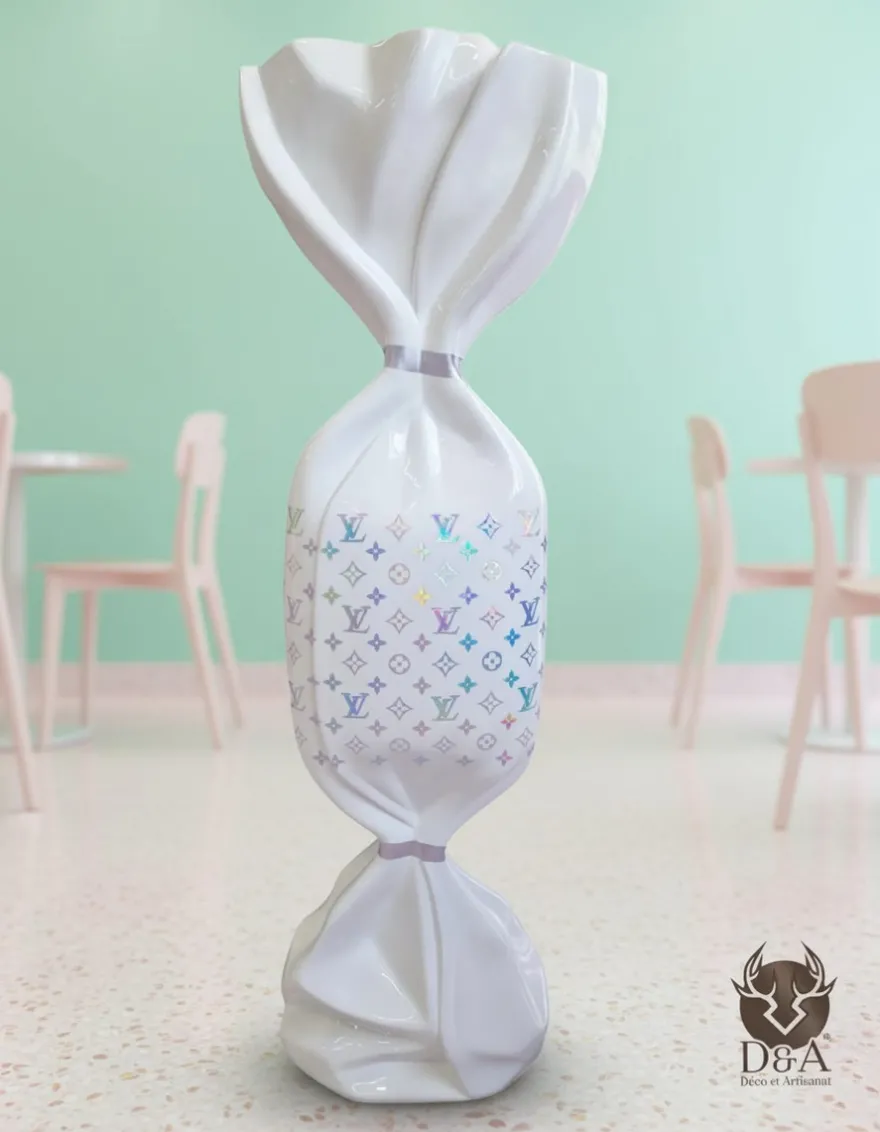 Casa Padrino Luxus Deko Skulptur Deko Objekt Candy Louis Vuitton Monogramme H. 99 cm - Deko Skulptur - Deko Figur - Tierfigur - Gartendeko