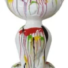 Casa Padrino Luxus Deko Skulptur Katze Weiß / Bunt H. 130 cm - Große Deko Figur - XXL Deko Skulptur - XXL Deko Figur - XXL Tierfigur - Wohnzimmer Deko - Garten Deko - Luxus Deko XXL Figuren