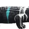 Casa Padrino Luxus Deko Skulptur Krokodil Schwarz / Weiß / Türkis 108 cm - Wetterbeständige Gartenskulptur - XXL Deko Skulptur - XXL Deko Figur - Tierfigur - Garten Deko - Luxus Deko Accessoires