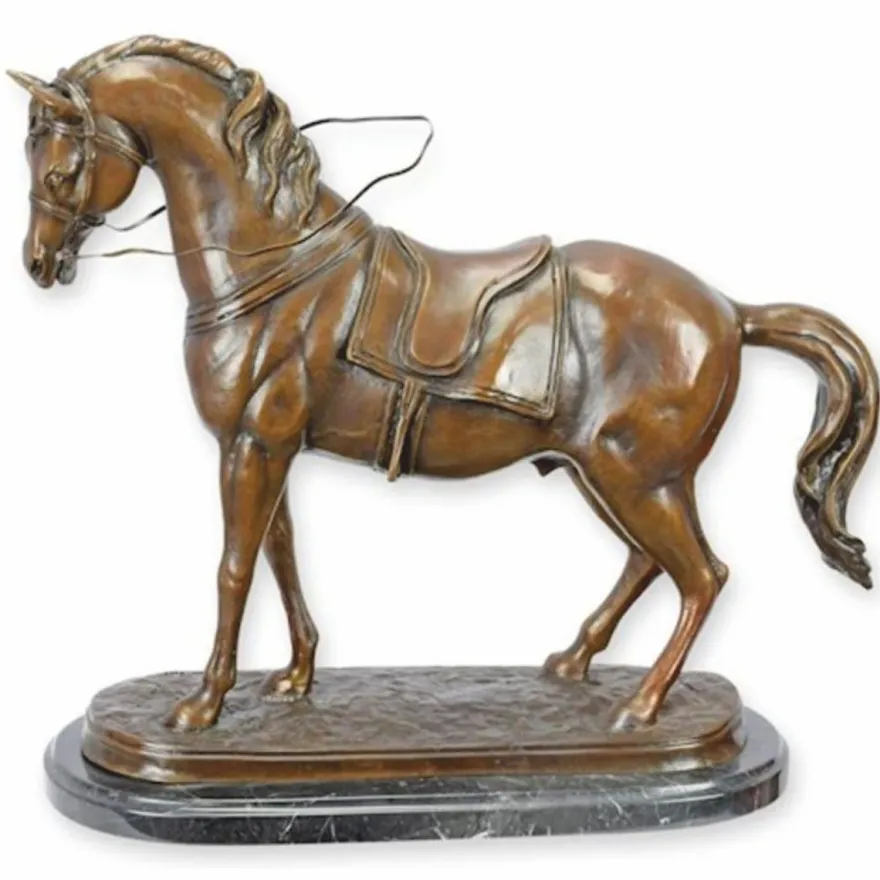 Casa Padrino Luxus Deko Skulptur Pferd Braun / Schwarz 55 cm - Bronze Deko Figur