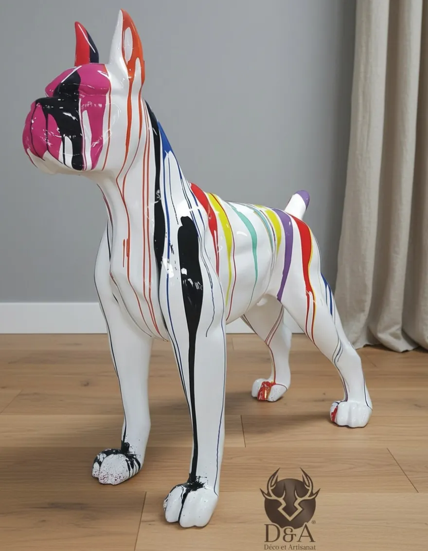 Casa Padrino Luxus Deko Skulptur Hund Riesenboxer H. 180 cm - Riesige Gartenskulptur - Lebensgroße Skulptur - XXL Deko Skulptur - XXL Deko Figur
