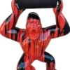 Casa Padrino Luxus Deko Skulptur Gorilla Affe mit Fass Rot / Schwarz H. 140 cm - Große Deko Figur - XXL Deko Skulptur - XXL Deko Figur - Wohnzimmer Deko - Garten Deko - Luxus Figuren