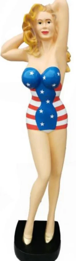Casa Padrino Luxus Deko Skulptur USA Frau H. 200 cm - Lebensgroße Deko Figur - Große Deko Figur - XXL Deko Skulptur - XXL Deko Figur - Wohnzimmer Deko - Garten Deko - Luxus Deko XXL Figuren