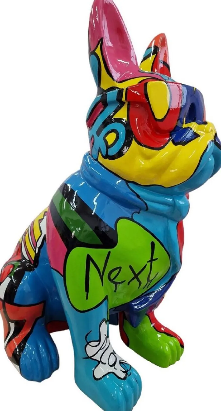 Casa Padrino Luxus Deko Skulptur Hund Bulldogge Bunt H. 78 cm - Große Deko Figur - XXL Deko Skulptur - XXL Deko Figur - Wohnzimmer Deko - Garten Deko - Luxus Deko XXL Figuren