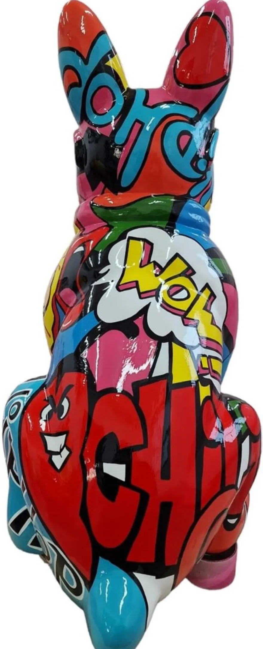 Casa Padrino Luxus Deko Skulptur Hund Bulldogge Bunt H. 78 cm - Große Deko Figur - XXL Deko Skulptur - XXL Deko Figur - Wohnzimmer Deko - Garten Deko - Luxus Deko XXL Figuren
