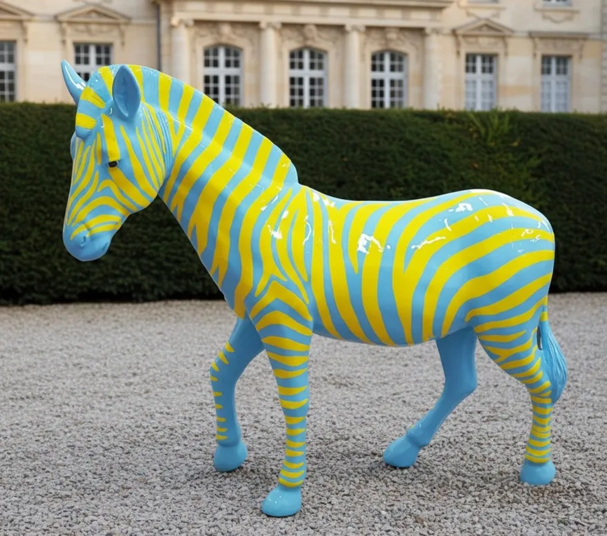 Casa Padrino Luxus Deko Skulptur Pferd Zebra Picasso H. 167 cm - Riesige Gartenskulptur - Lebensgroße Skulptur - XXL Deko Skulptur - XXL Deko Figur