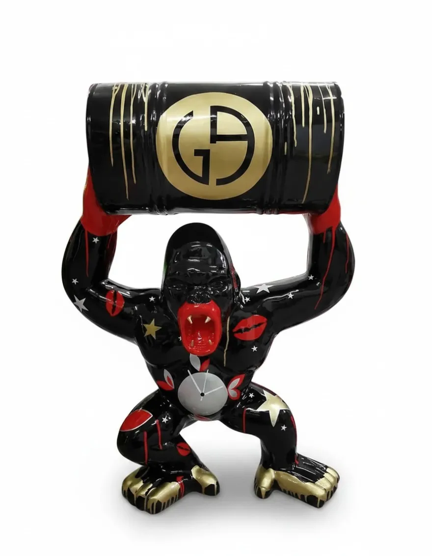 Casa Padrino Luxus Deko Skulptur Affe Gorilla Barrel Star H. 98 cm - Deko Skulptur - Deko Figur - Tierfigur - Gartendeko