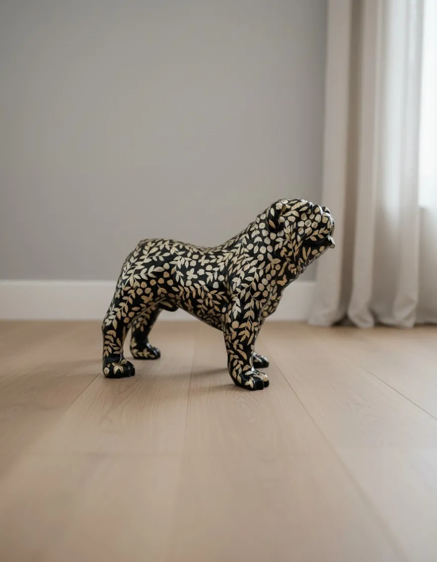 Casa Padrino Luxus Deko Skulptur Hund Bulldogge Hindi H. 70 cm - Deko Skulptur - Deko Figur - Tierfigur - Gartendeko