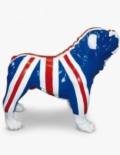 Casa Padrino Luxus Deko Skulptur Hund Bulldog Englische Flagge H. 160 cm - Riesige Gartenskulptur - Lebensgroße Skulptur - XXL Deko Skulptur - XXL Deko Figur