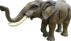 Casa Padrino Luxus Deko Skulptur Elefant Grau / Braun 410 x 155 x H. 223 cm - Riesige Garten Deko XXL Skulptur - Lebensgroße Garten Deko XXL Figur - Luxus XXL Garten Skulpturen