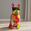 Casa Padrino Luxus Deko Skulptur Hund Kubic Bulldogge Brille Krawatte H. 120 cm - Riesige Gartenskulptur - Lebensgroße Skulptur - XXL Deko Skulptur - XXL Deko Figur