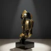 Casa Padrino Luxus Deko Skulptur Statue Gold Silberne Trash Gesichtsmaske H. 170 cm - Riesige Gartenskulptur - Lebensgroße Skulptur - XXL Deko Skulptur - XXL Deko Figur