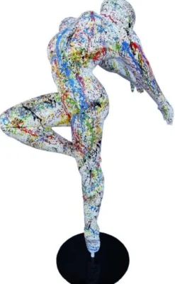 Casa Padrino Luxus Deko Skulptur Ballerina Tänzerin Weiß / Mehrfarbig / Schwarz 120 x 60 x H. 165 cm - Lebensgroße Deko Figur - XXL Deko Skulptur - XXL Deko Figur - Wohnzimmer & Garten Deko