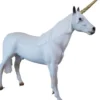 Casa Padrino Luxus Deko Skulptur Einhorn Pferd Weiß / Gold 200 x H. 240 cm - Riesige Gartenskulptur - Lebensgroße Skulptur - XXL Deko Skulptur - XXL Deko Figur - XXL Tierfigur - Luxus Garten Deko