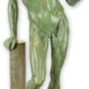 Casa Padrino Luxus Deko Skulptur Mann Grün / Braun / Schwarz 23,8 x 22,1 x H. 67,4 cm - Bronze Deko Skulptur - Bronze Deko Figur - Schreibtisch Deko - Wohnzimmer Deko - Luxus Qualität
