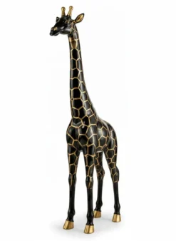 Casa Padrino Luxus Deko Skulptur Giraffe Schwarz / Gold H. 205 cm - Riesige Gartenskulptur - Lebensgroße Skulptur - XXL Deko Skulptur - XXL Deko Figur - XXL Tierfigur