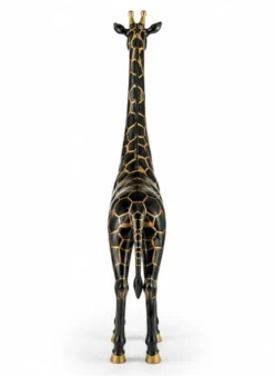 Casa Padrino Luxus Deko Skulptur Giraffe Schwarz / Gold H. 205 cm - Riesige Gartenskulptur - Lebensgroße Skulptur - XXL Deko Skulptur - XXL Deko Figur - XXL Tierfigur
