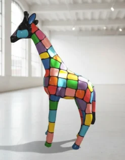 Casa Padrino Luxus Deko Skulptur Giraffe Mosaik H. 50 cm - Deko Skulptur - Deko Figur - Tierfigur - Gartendeko