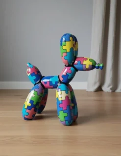 Casa Padrino Luxus Deko Skulptur Hund Puzzle H. 100 cm - Riesige Gartenskulptur - Lebensgroße Skulptur - XXL Deko Skulptur - XXL Deko Figur