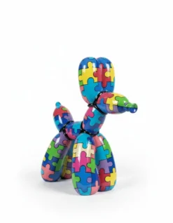 Casa Padrino Luxus Deko Skulptur Hund Puzzle H. 100 cm - Riesige Gartenskulptur - Lebensgroße Skulptur - XXL Deko Skulptur - XXL Deko Figur