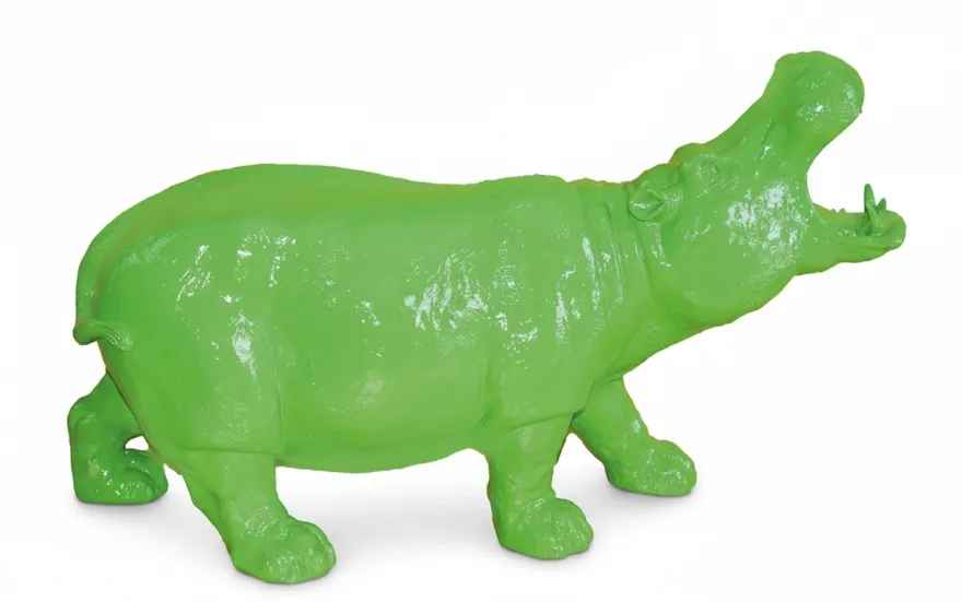 Casa Padrino Luxus Deko Skulptur Nilpferd H. 70 cm - Deko Skulptur - Deko Figur - Tierfigur - Gartendeko
