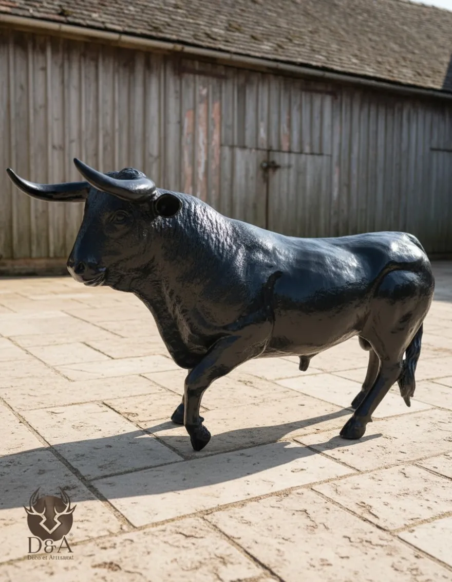 Casa Padrino Luxus Deko Skulptur Kuh Bull Trash Gold H. 150 cm - Riesige Gartenskulptur - Lebensgroße Skulptur - XXL Deko Skulptur - XXL Deko Figur