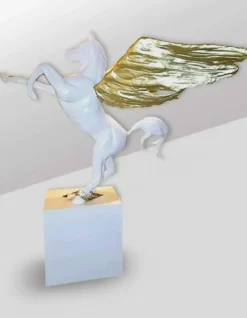 Casa Padrino Luxus Deko Skulptur Pferd Pegasus H. 230 cm - Riesige Gartenskulptur - Lebensgroße Skulptur - XXL Deko Skulptur - XXL Deko Figur