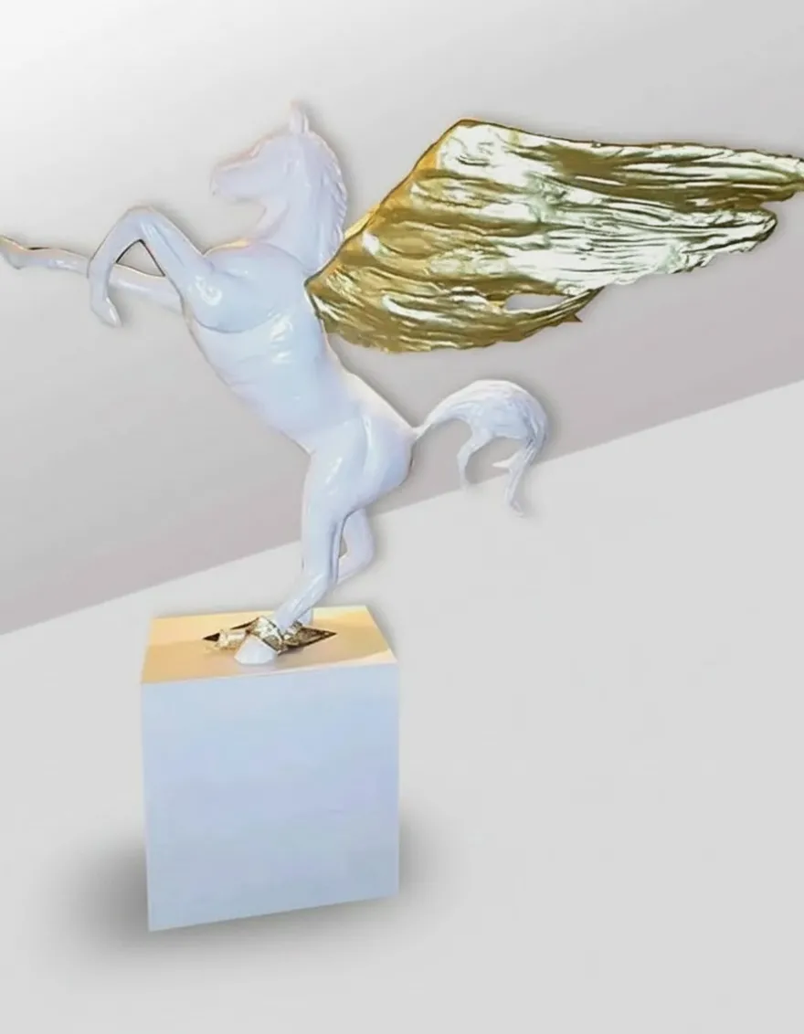 Casa Padrino Luxus Deko Skulptur Pferd Pegasus H. 230 cm - Riesige Gartenskulptur - Lebensgroße Skulptur - XXL Deko Skulptur - XXL Deko Figur