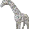 Casa Padrino Luxus Deko Skulptur Giraffe Weiß / Mehrfarbig H. 115 cm - Große Deko Figur - XXL Deko Skulptur - XXL Deko Figur - XXL Tierfigur - Wohnzimmer Deko - Garten Deko - Deko XXL Figuren