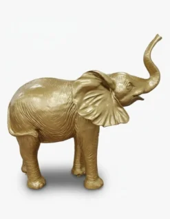 Casa Padrino Luxus Deko Skulptur Elefant GOLD H. 160 cm - Riesige Gartenskulptur - Lebensgroße Skulptur - XXL Deko Skulptur - XXL Deko Figur