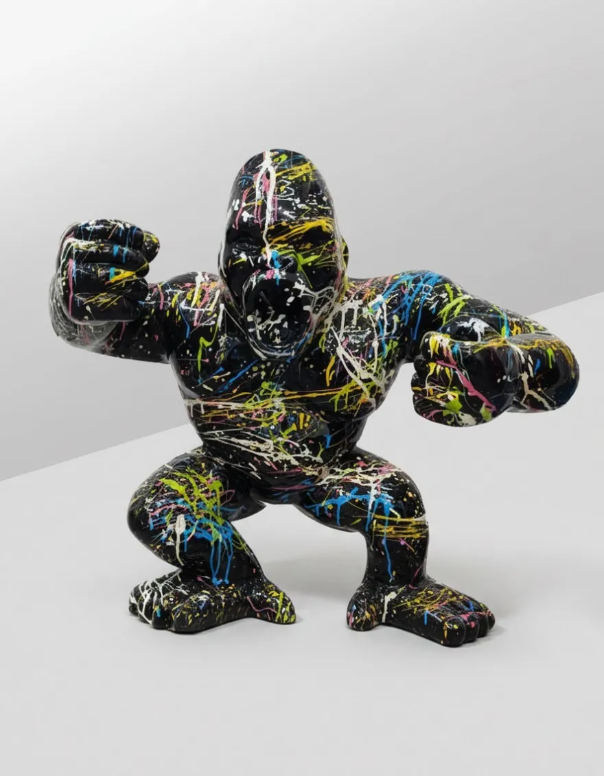 Casa Padrino Luxus Deko Skulptur Affe Kong Wütende Gorilla Splash H. 102 cm - Riesige Gartenskulptur - Lebensgroße Skulptur - XXL Deko Skulptur - XXL Deko Figur