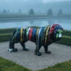 Casa Padrino Luxus Deko Skulptur Raubkatze Löwenmüll H. 120 cm - Riesige Gartenskulptur - Lebensgroße Skulptur - XXL Deko Skulptur - XXL Deko Figur